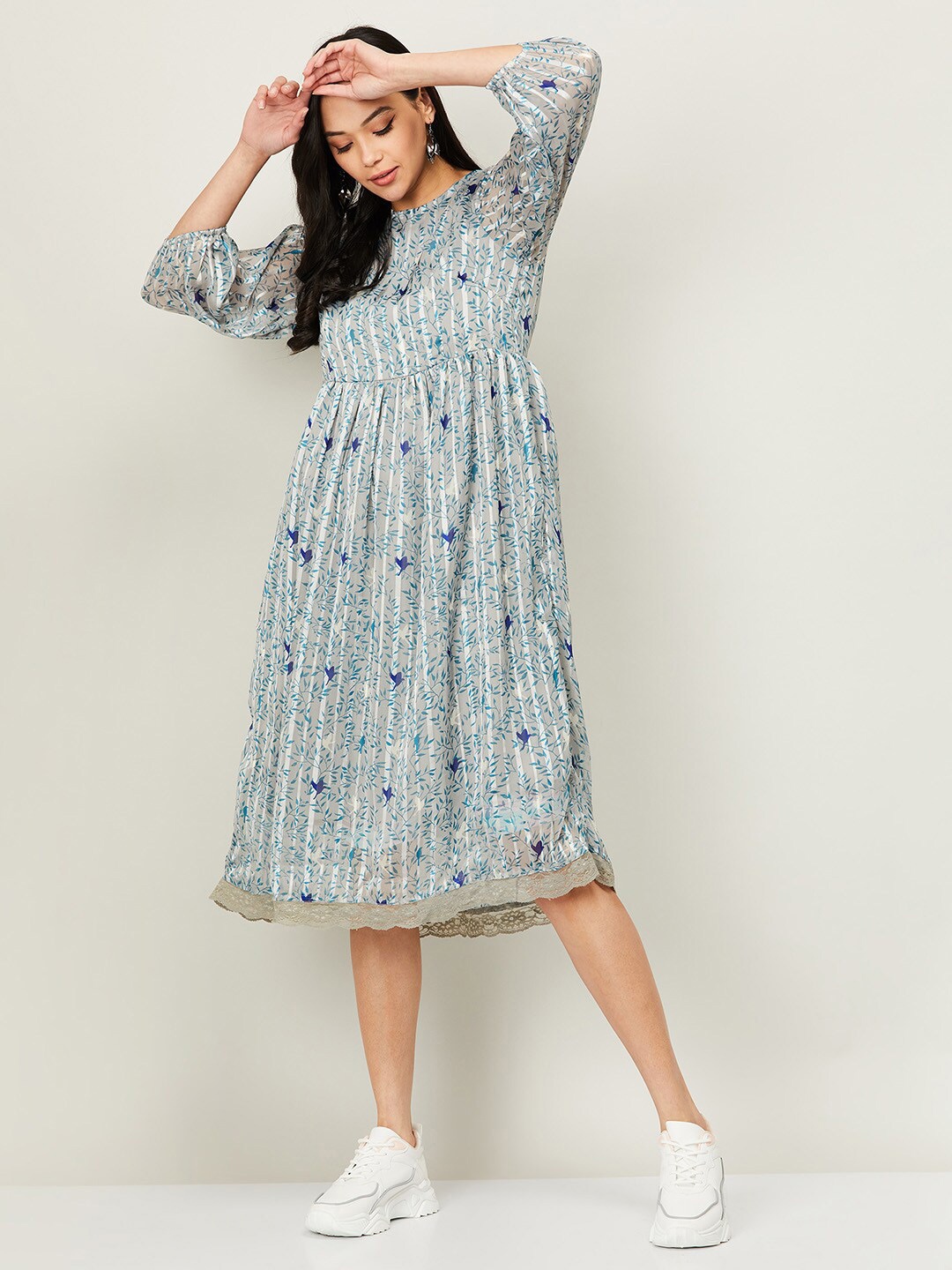 

Colour Me by Melange Blue Floral Empire Midi Dress