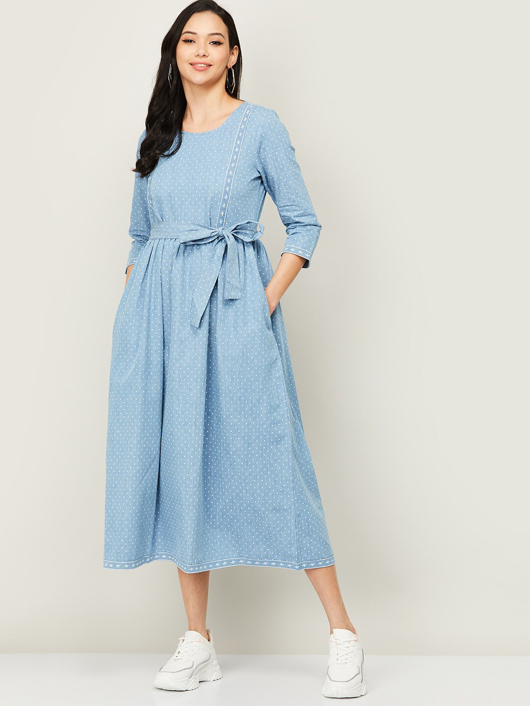 

Colour Me by Melange Blue A-Line Midi Dress