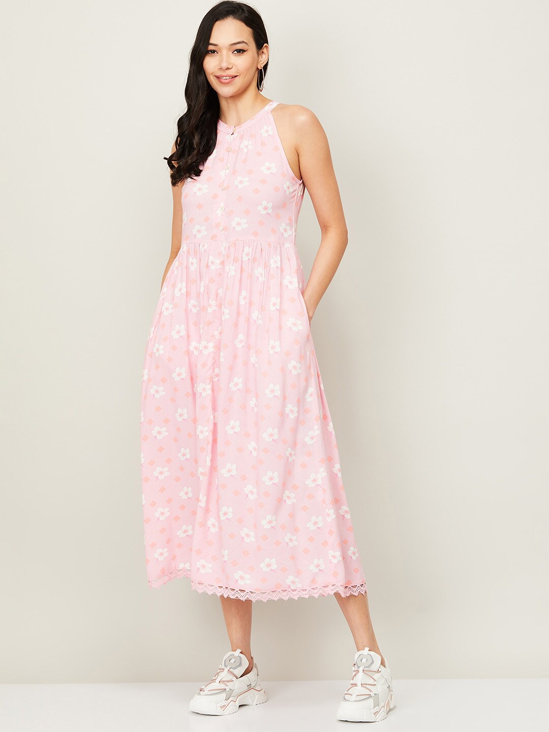 

Colour Me by Melange Pink Floral Printed Midi Dress