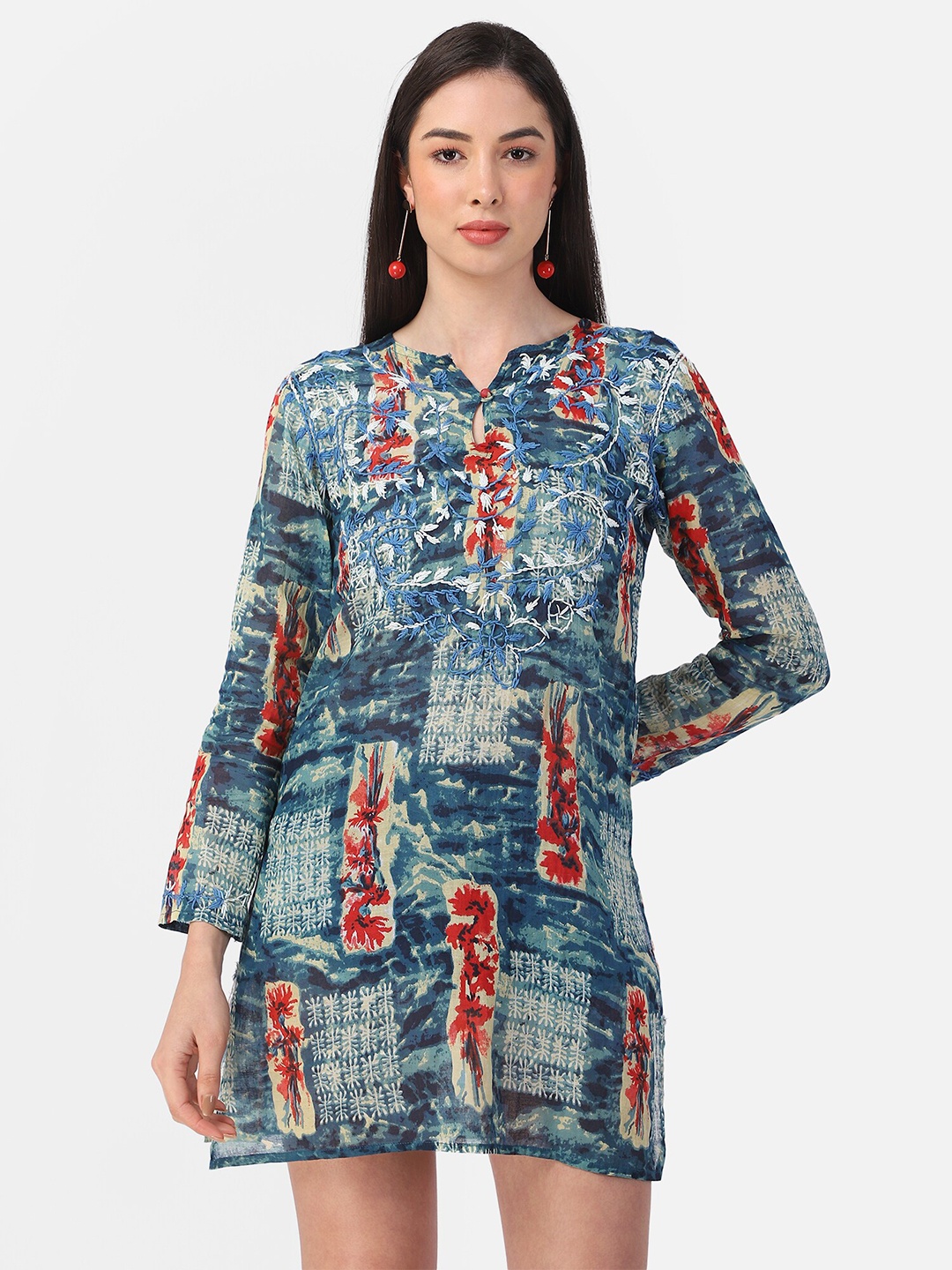 

Aditi Wasan Blue & Red Printed Tunic