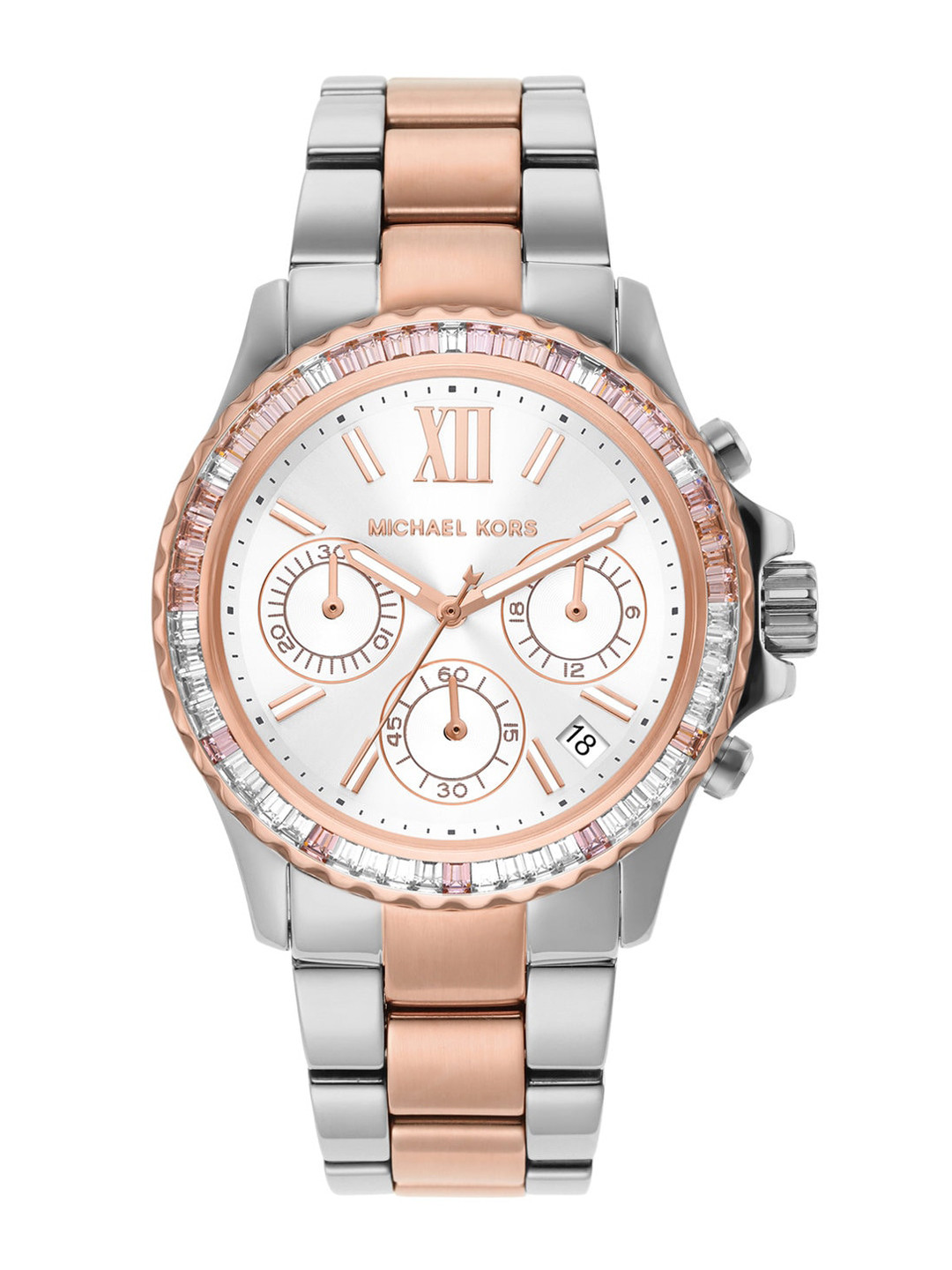 

Michael Kors Women White Dial & Two Tone Stainless Steel Straps Analogue Watch MK7214