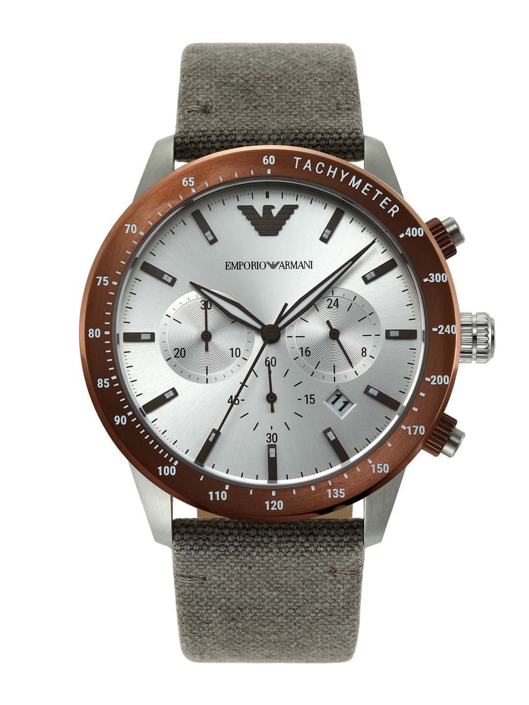 

Emporio Armani Men Silver Textured Analogue Watch AR11452