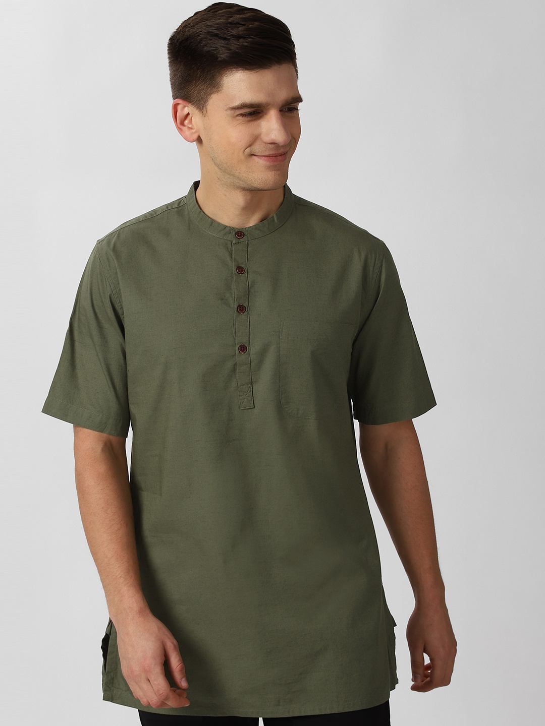 Peter England Men Olive Green Kurta