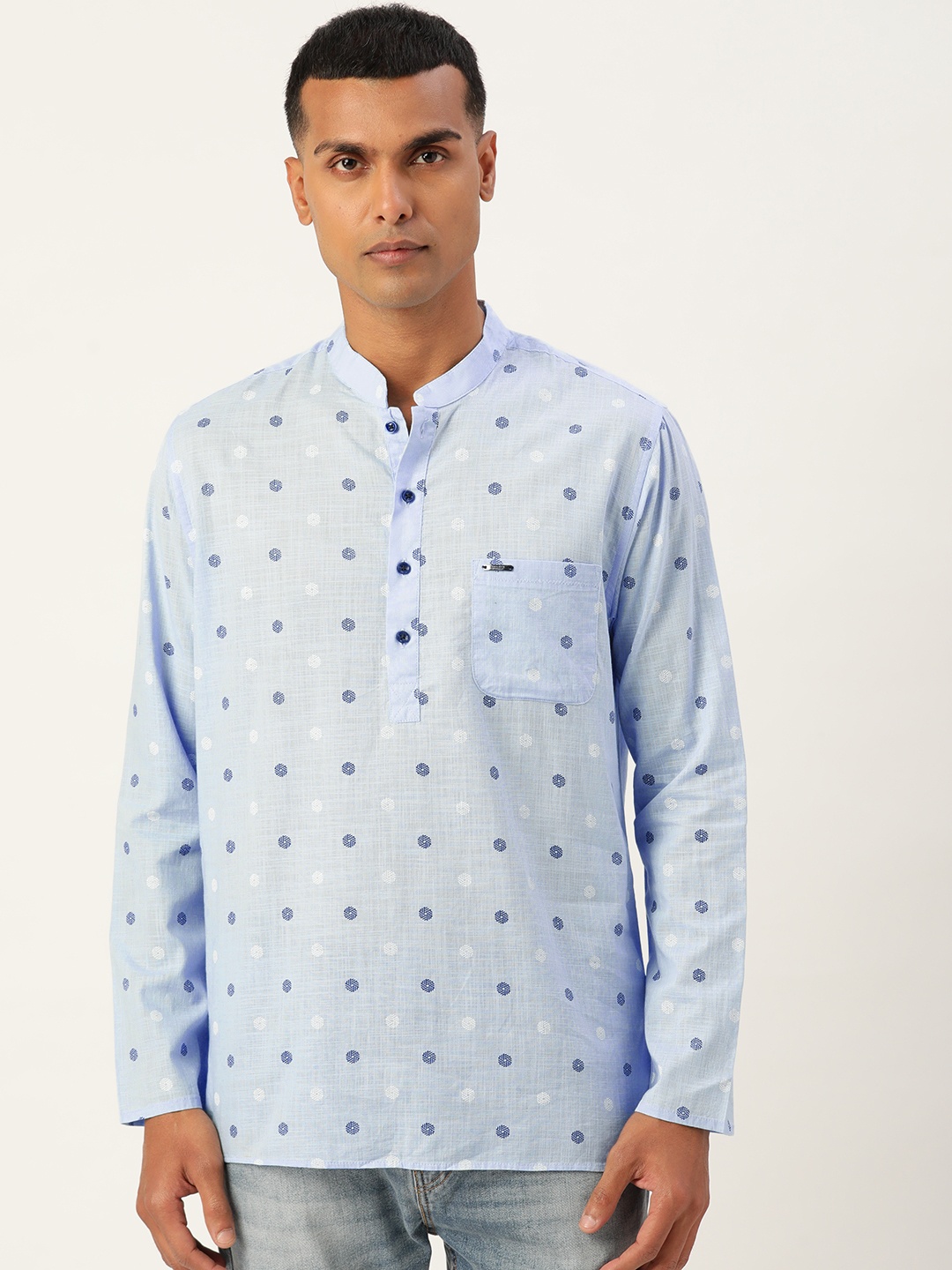 

Peter England Pure Cotton Geometric Printed Kurta, Blue