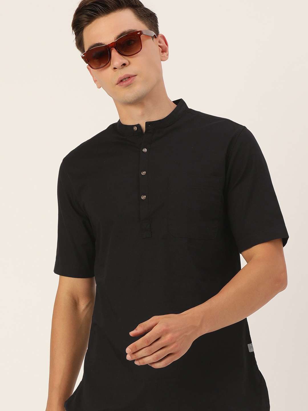 

Peter England Men Black Solid Kurta