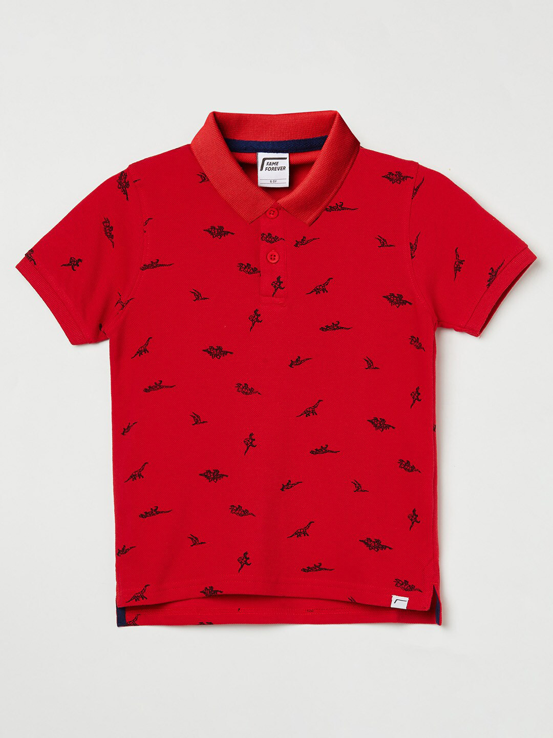 

Fame Forever by Lifestyle Boys Coral Printed Polo Collar Pure Cotton T-shirt