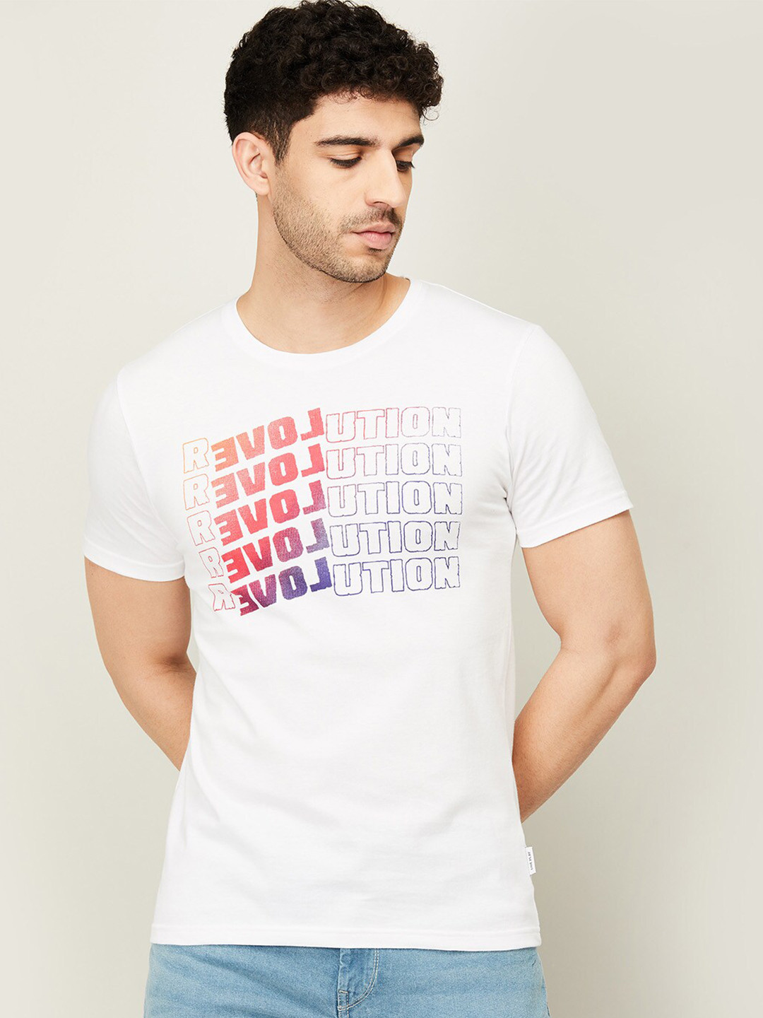 

Fame Forever by Lifestyle Men White Typography Printed Cotton T-shirt