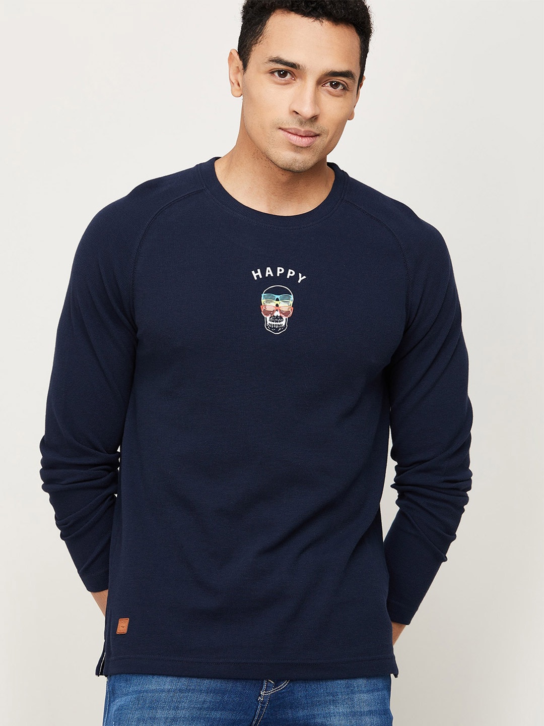 

Forca by Lifestyle Men Navy Blue Printed T-shirt