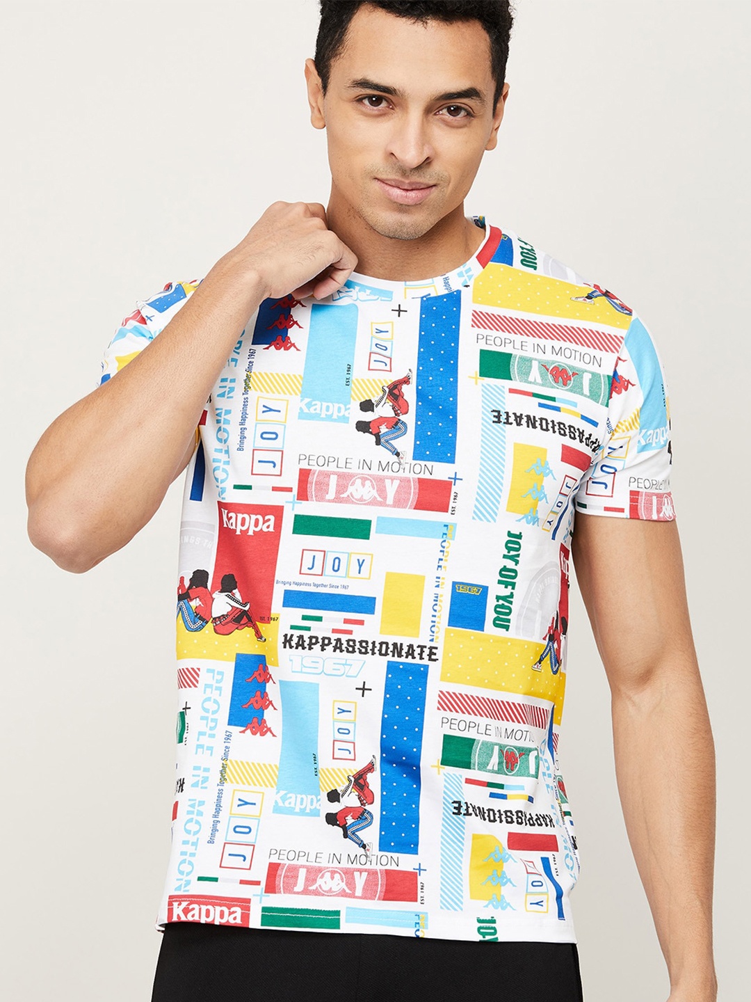 

Kappa Men Multicoloured Typography Printed Applique Training or Gym T-shirt, Multi