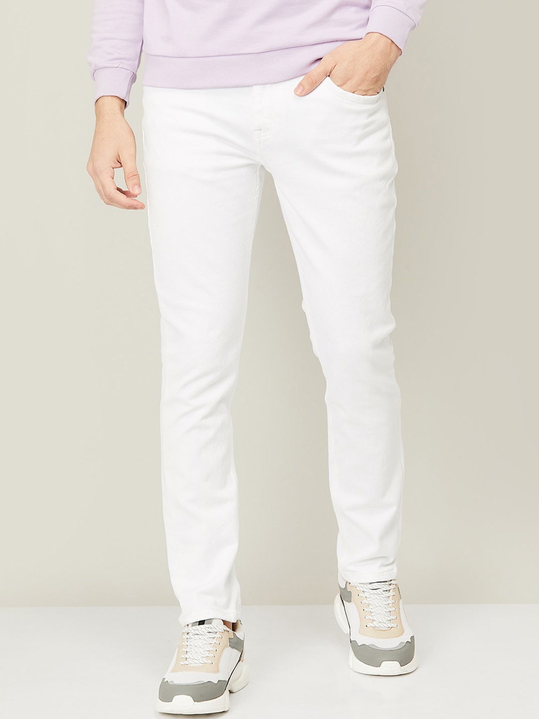 

Forca by Lifestyle Men White Solid Slim Fit Jeans