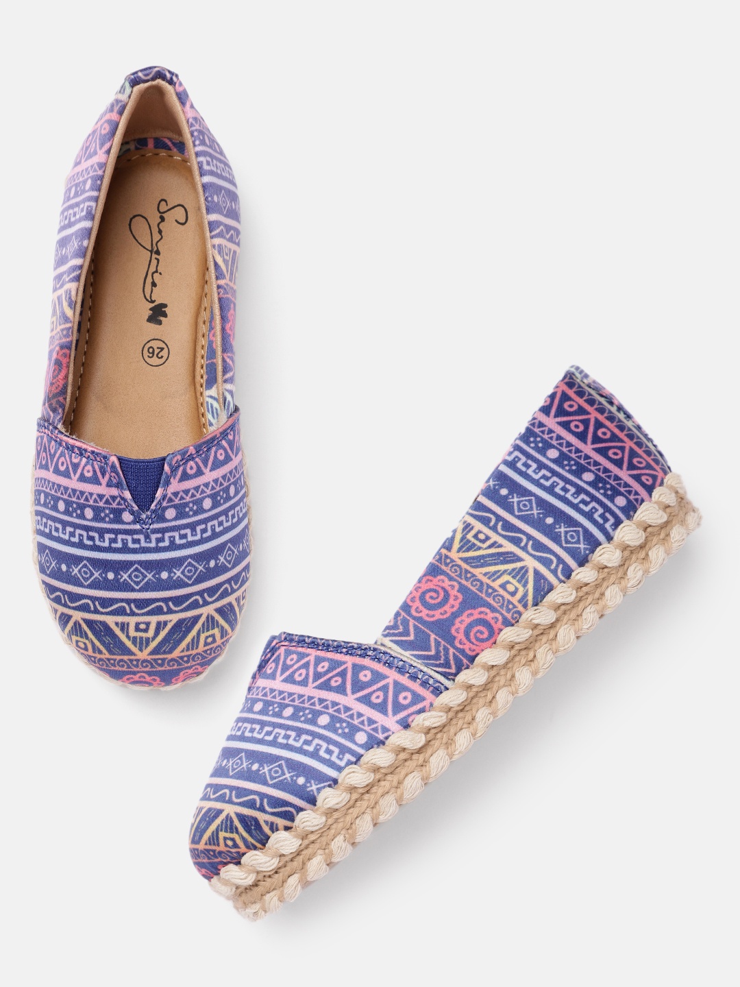 

Sangria Girls Blue & Pink Aztec Print Espadrilles