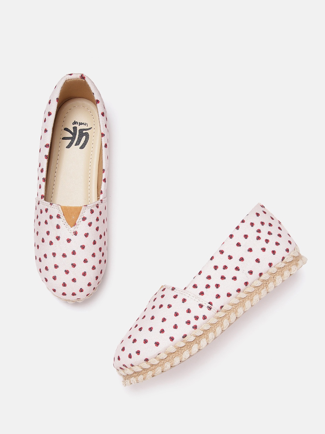 

YK Girls White & Red Beetle Print Ballerinas