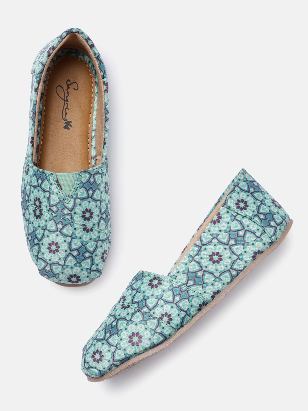 

Sangria Girls Sea Green Printed Ethnic Ballerinas Flats