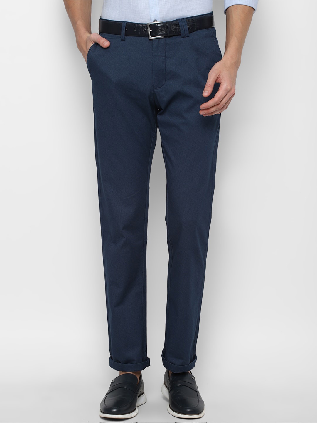 

Allen Solly Men Navy Blue Textured Trousers