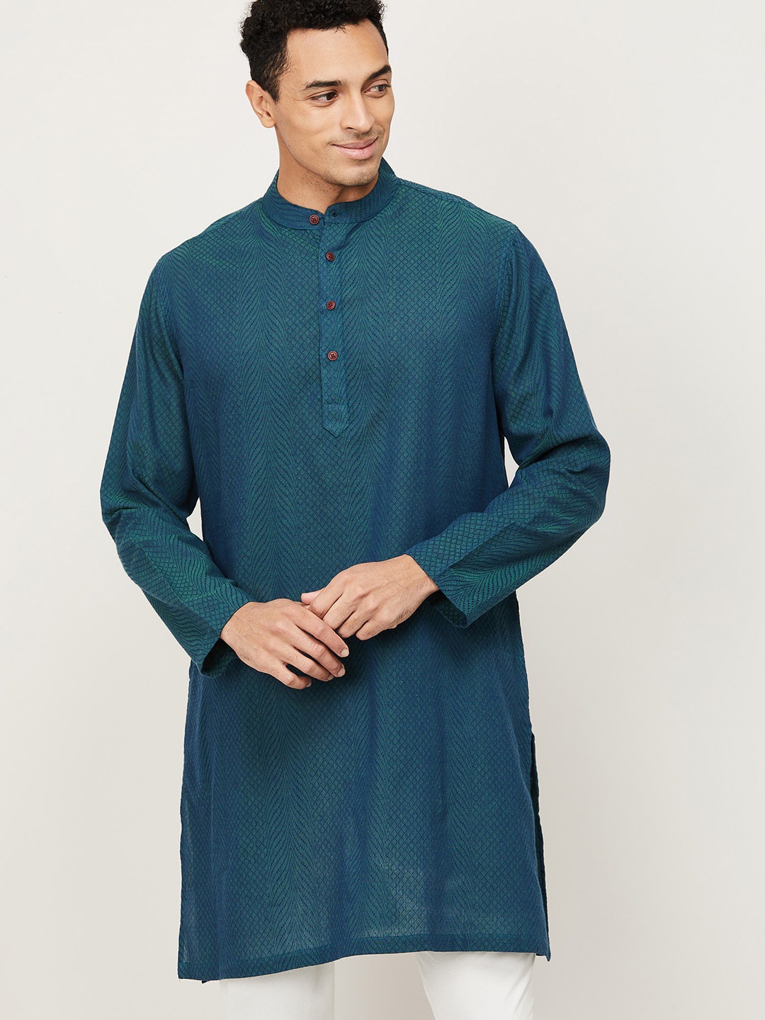 

Melange by Lifestyle Men Green Thread Work Kurta