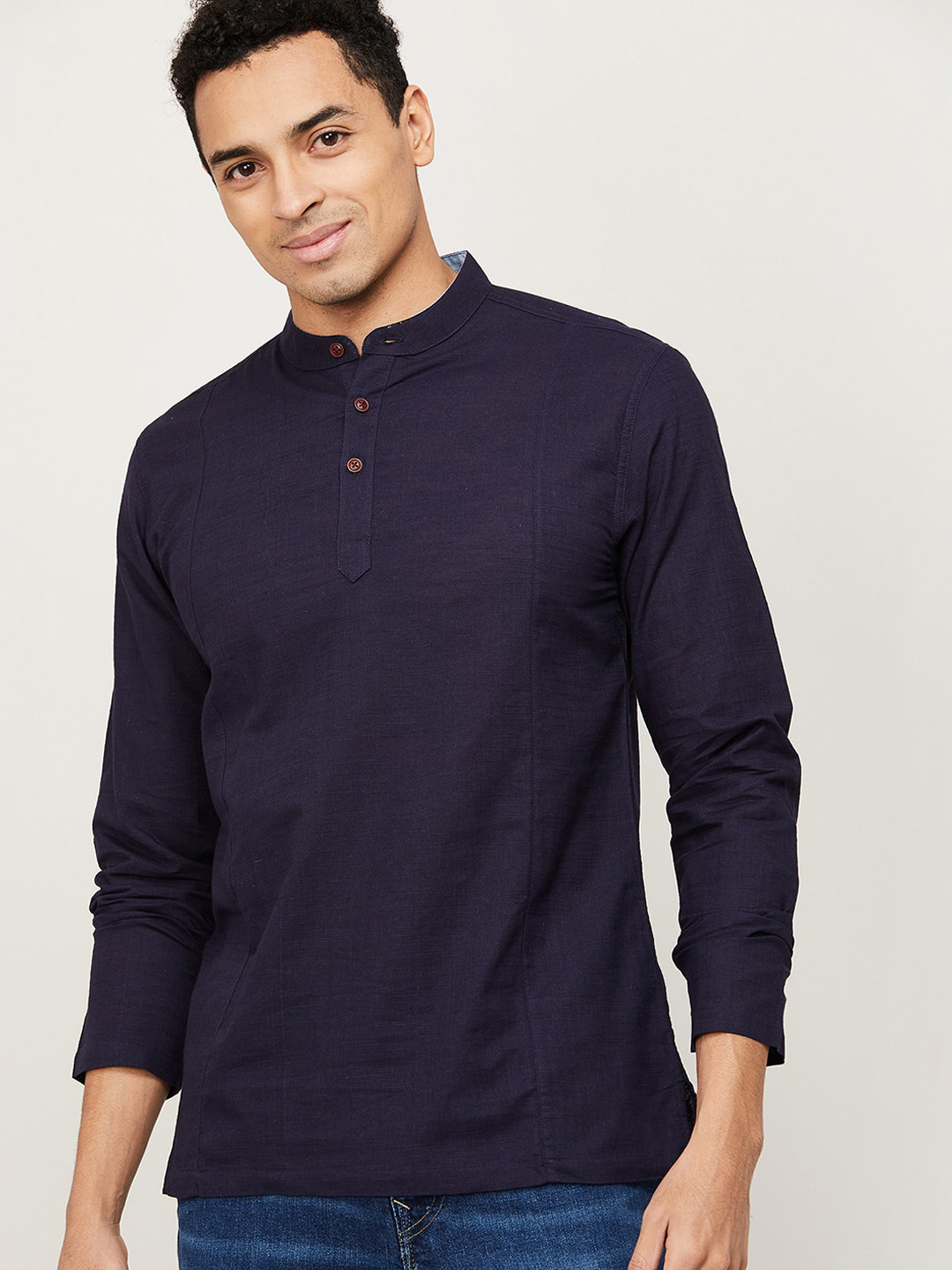 

Melange by Lifestyle Men Navy Blue Thread Work Kurta