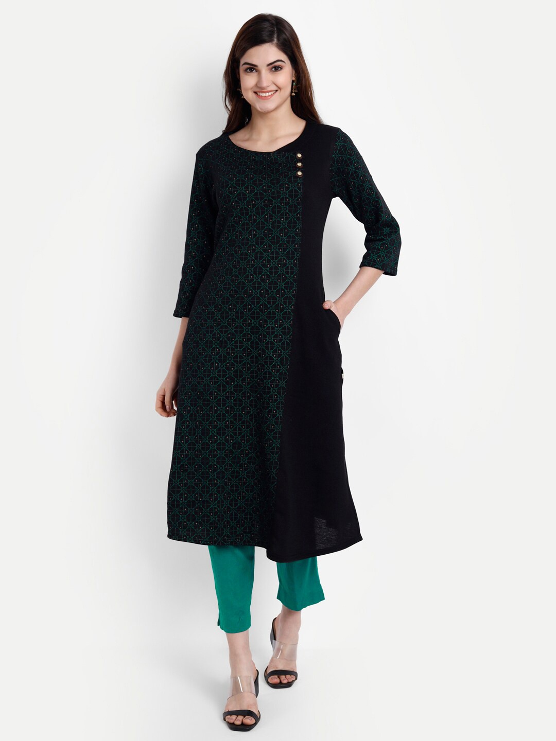 

SUTI Women Black Geometric Printed Kurta