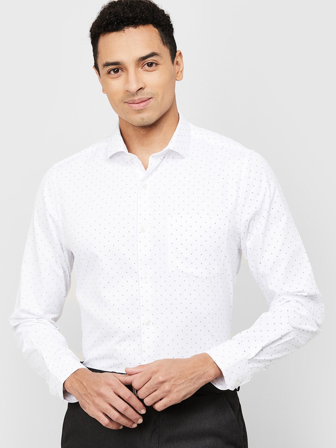 

CODE by Lifestyle Men White Slim Fit Printed Cotton Casual Shirt