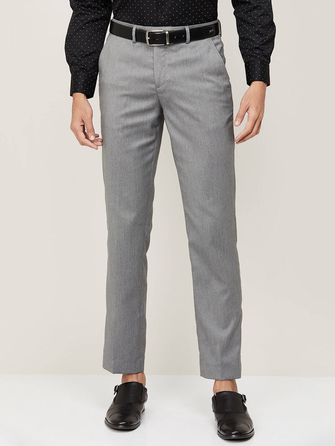 

CODE by Lifestyle Men Grey Textured Trousers