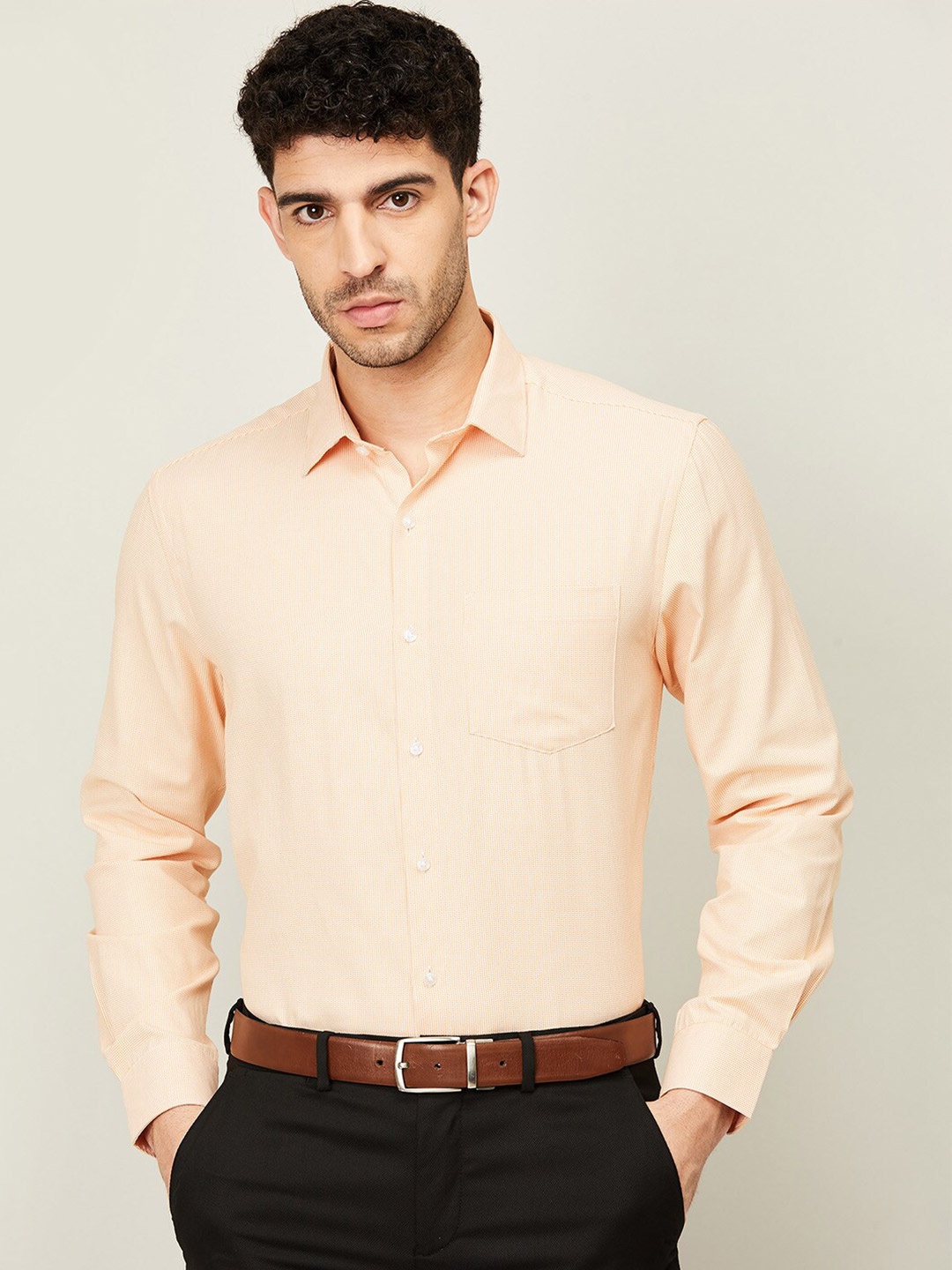 

CODE by Lifestyle Men Orange Micro Checks Checked Casual Shirt