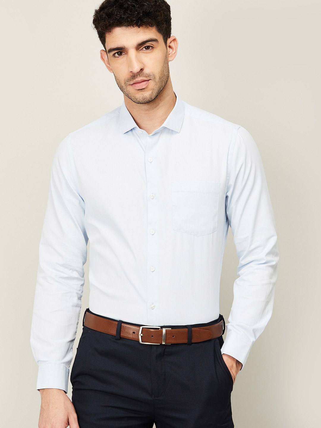 

CODE by Lifestyle Men Blue Slim Fit Formal Cotton Shirt
