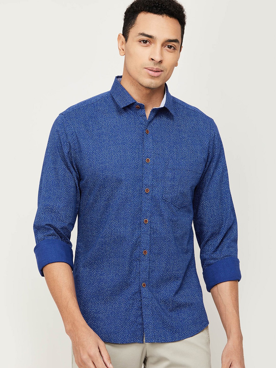 

CODE by Lifestyle Men Blue Printed Regular Fit Cotton Casual Shirt