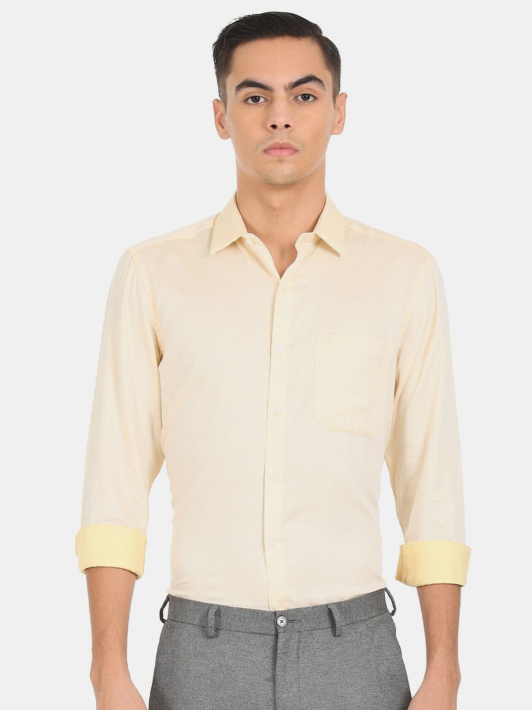 

Arrow Men Yellow Solid Formal Shirt