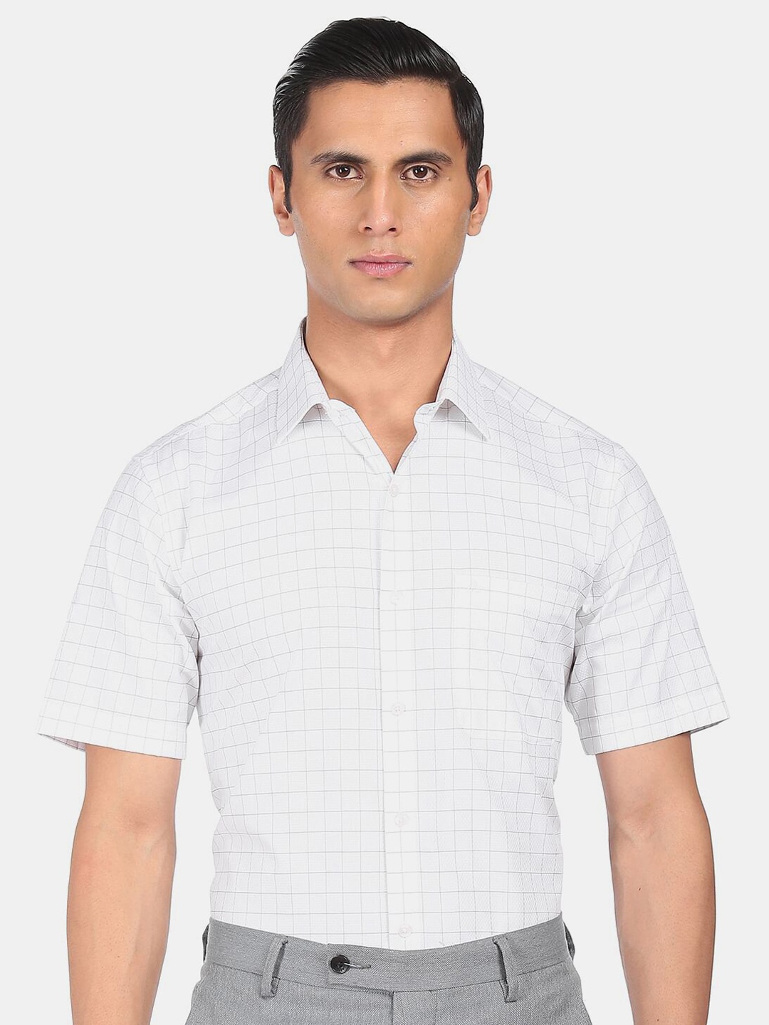 

Arrow Men White Checked Formal Shirt