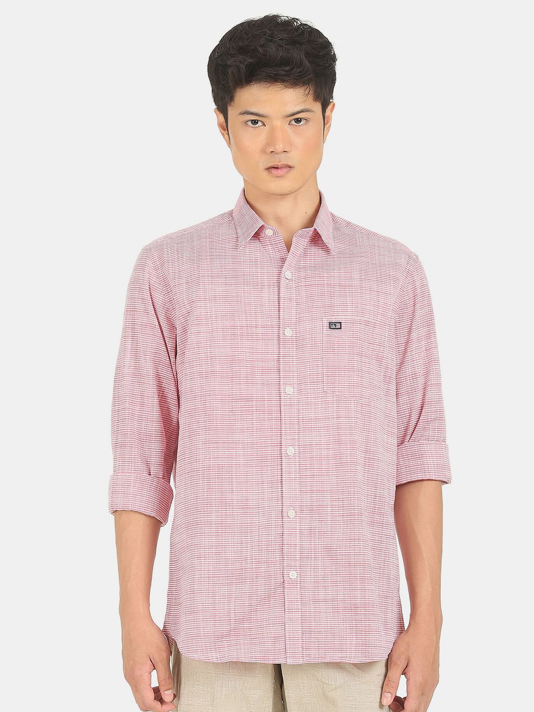 

Arrow Sport Men Red & White Striped Pure Cotton Casual Shirt