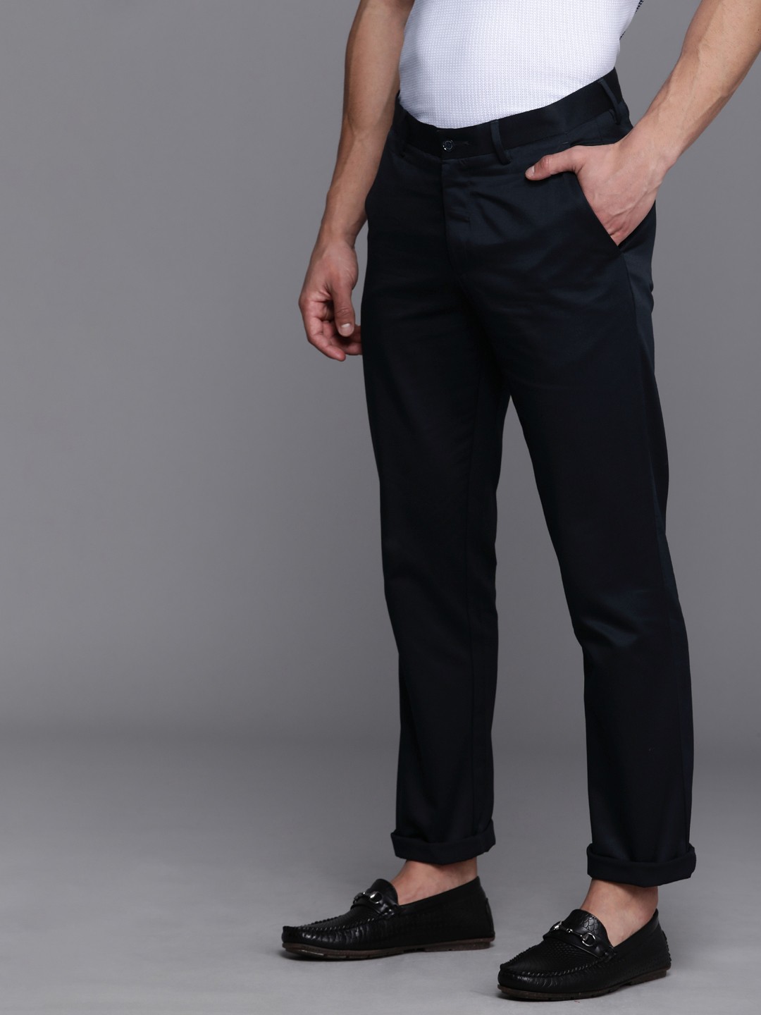 

Louis Philippe Men Navy Blue Slim Fit Trousers