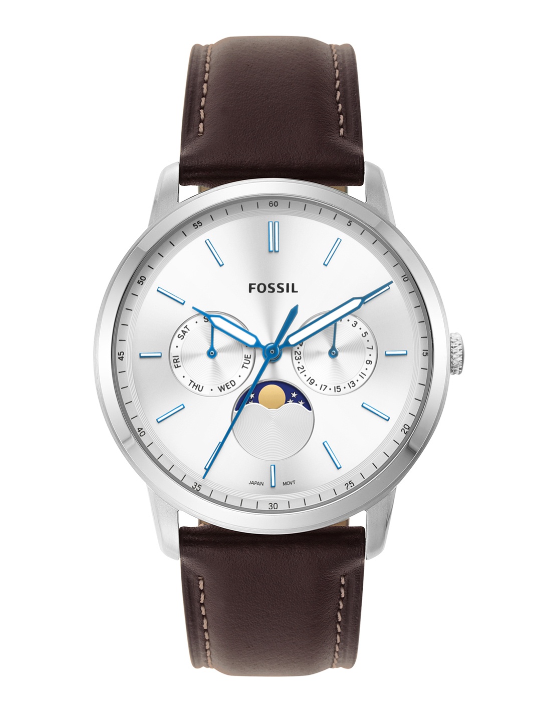 

Fossil Men Silver-Toned Dial & Brown Leather Straps Analogue Multi Function Watch FS5905