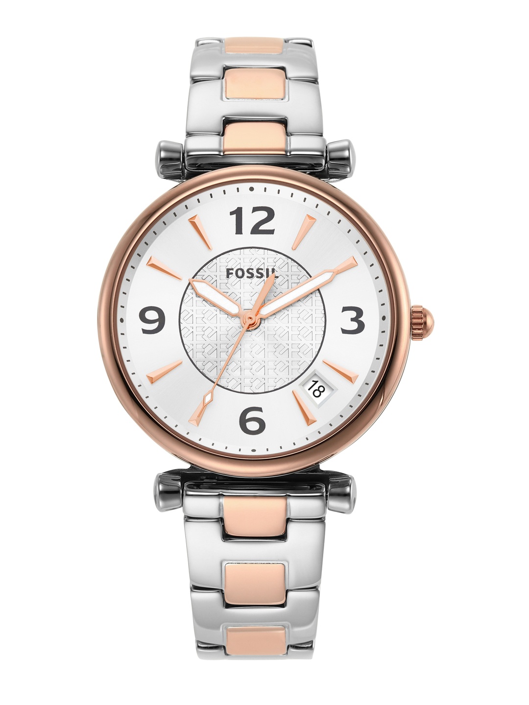 

Fossil Women Silver-Toned Stainless Steel Bracelet Style Straps Analogue Watch ES5156, White