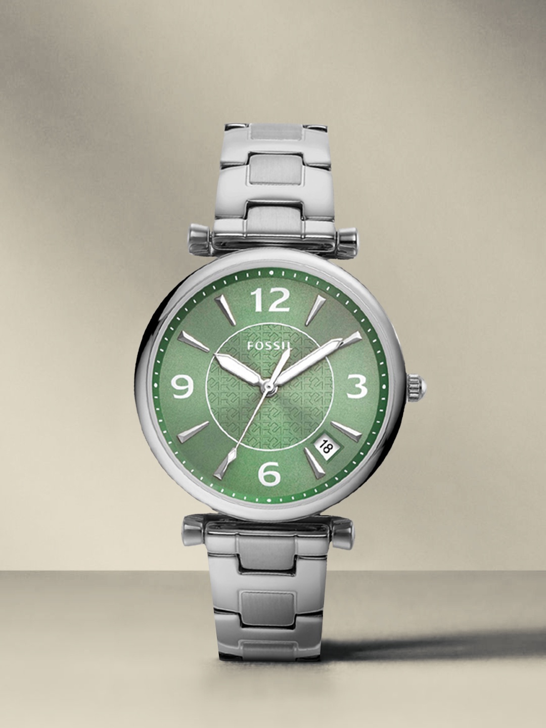 

Fossil Women Green Dial & Silver Toned Stainless Steel Straps Analogue Watch ES5157