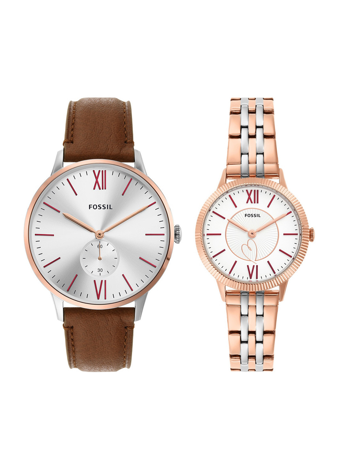 

Fossil Women pack of 2 White Dial & Stainless Steel Straps Analogue Watch ES5176SET, Multi
