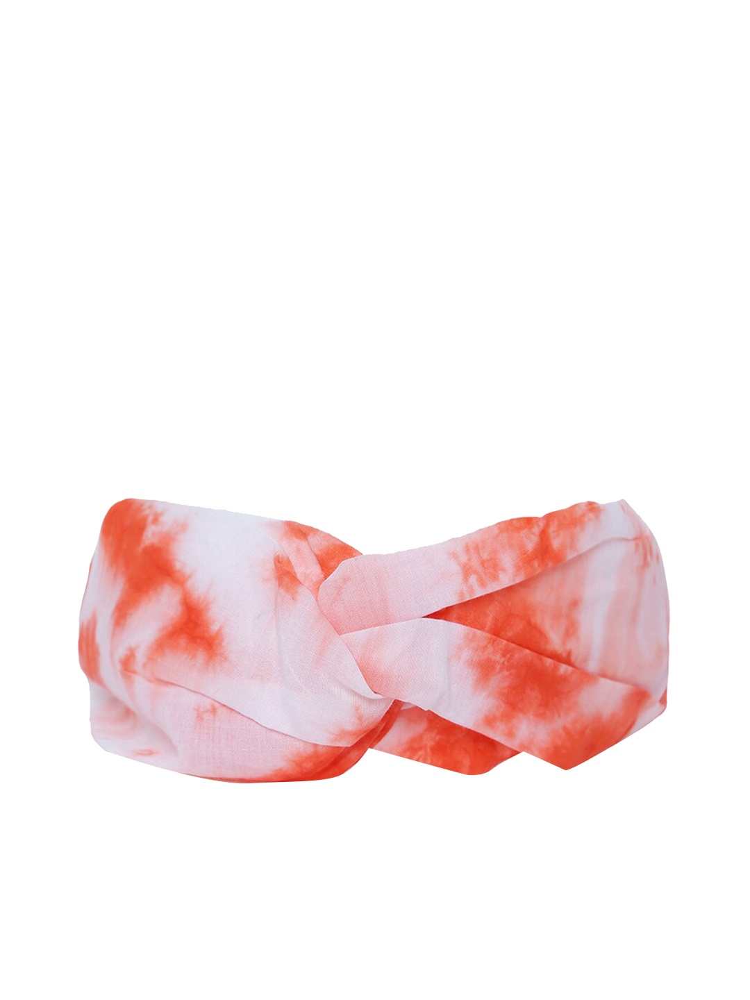 

Tiber Taber Girls Orange & White Tie & Dye Pure Cotton Headband