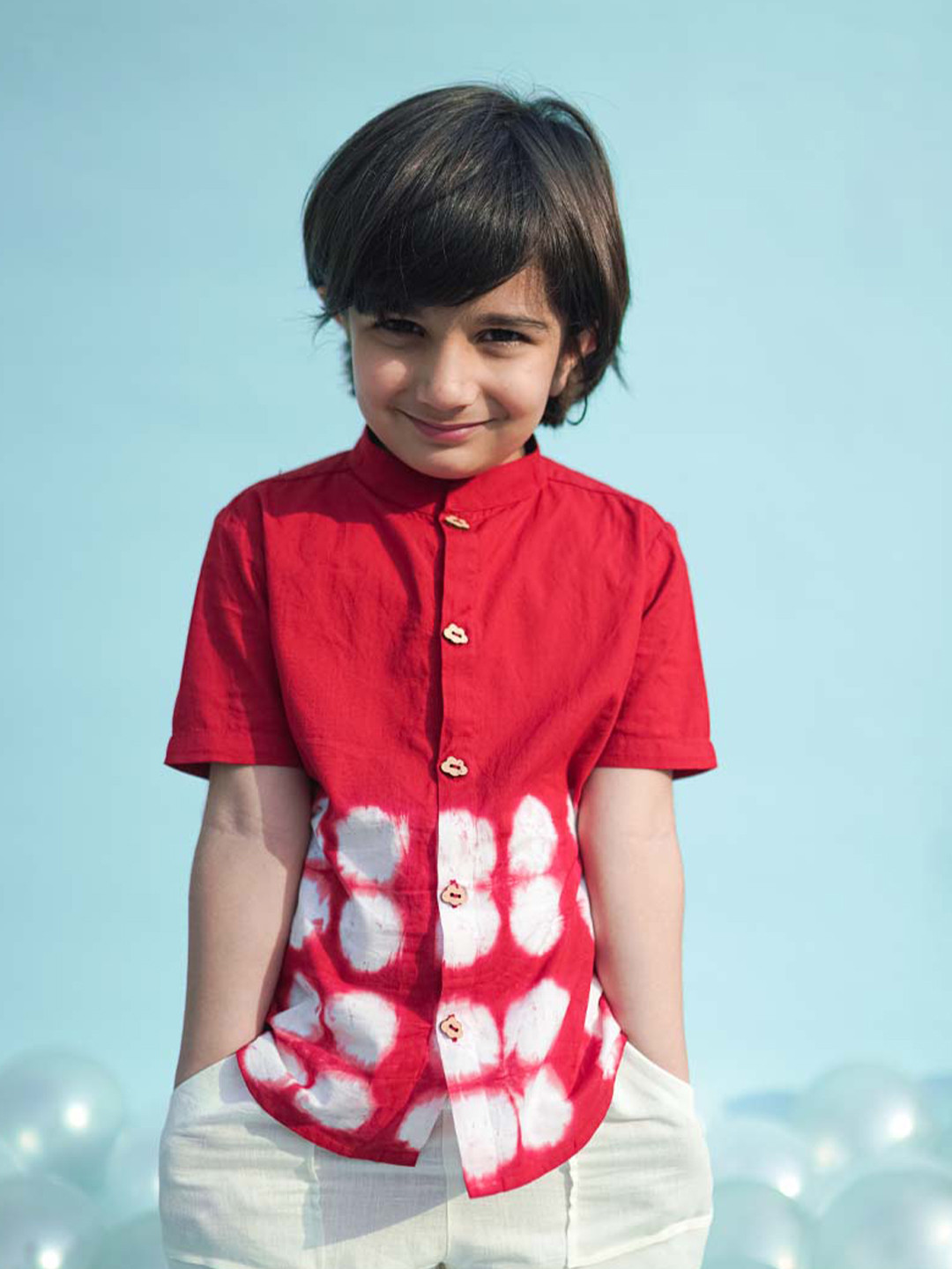 

Tiber Taber Boys Red & White Smart Printed Casual Shirt