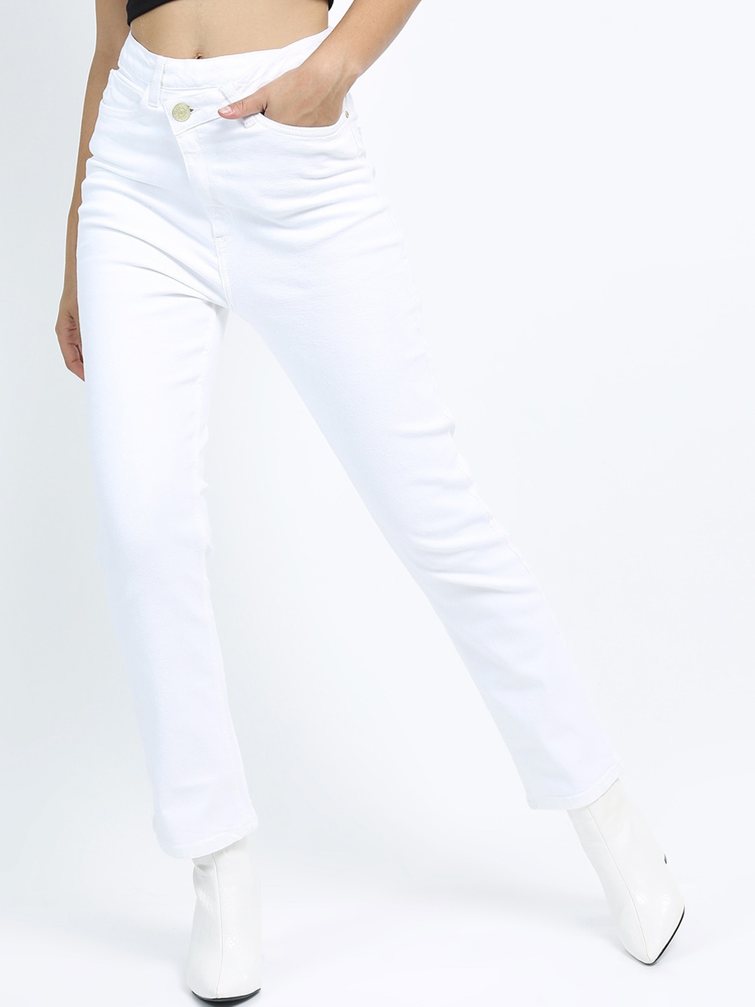 

Tokyo Talkies Women White Slim Fit Mildly Distressed Jeans