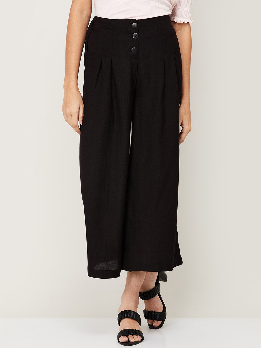 

Colour Me by Melange Women Black Pleated Culottes Trousers