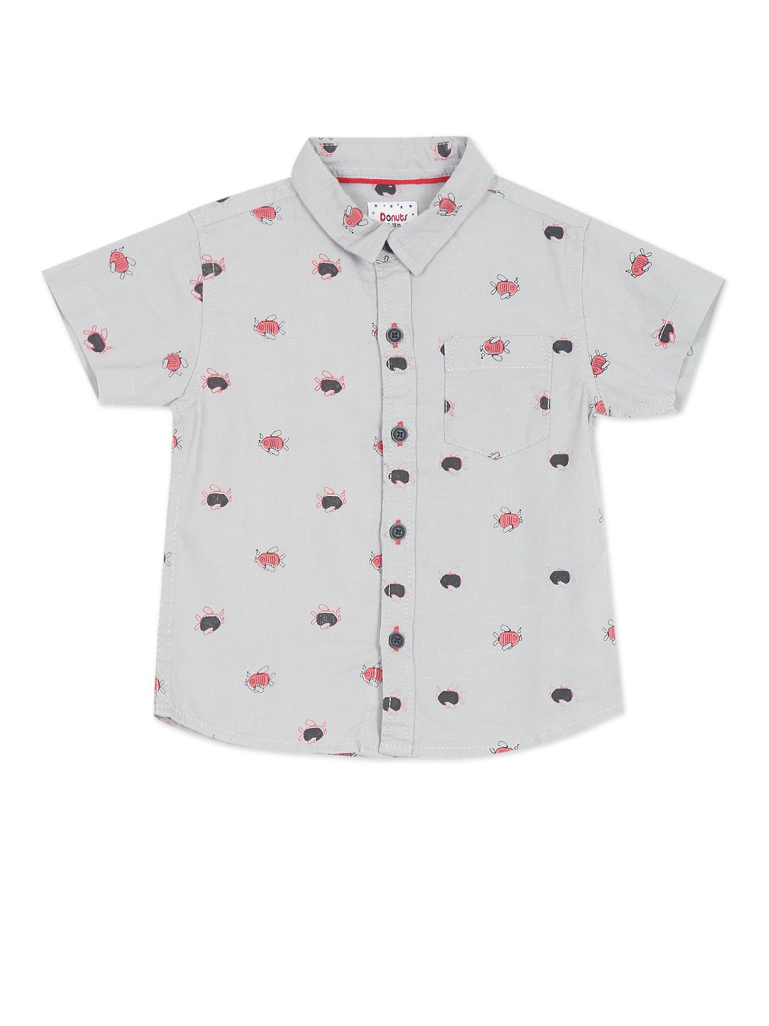 

Donuts Boys Grey Printed Casual Shirt
