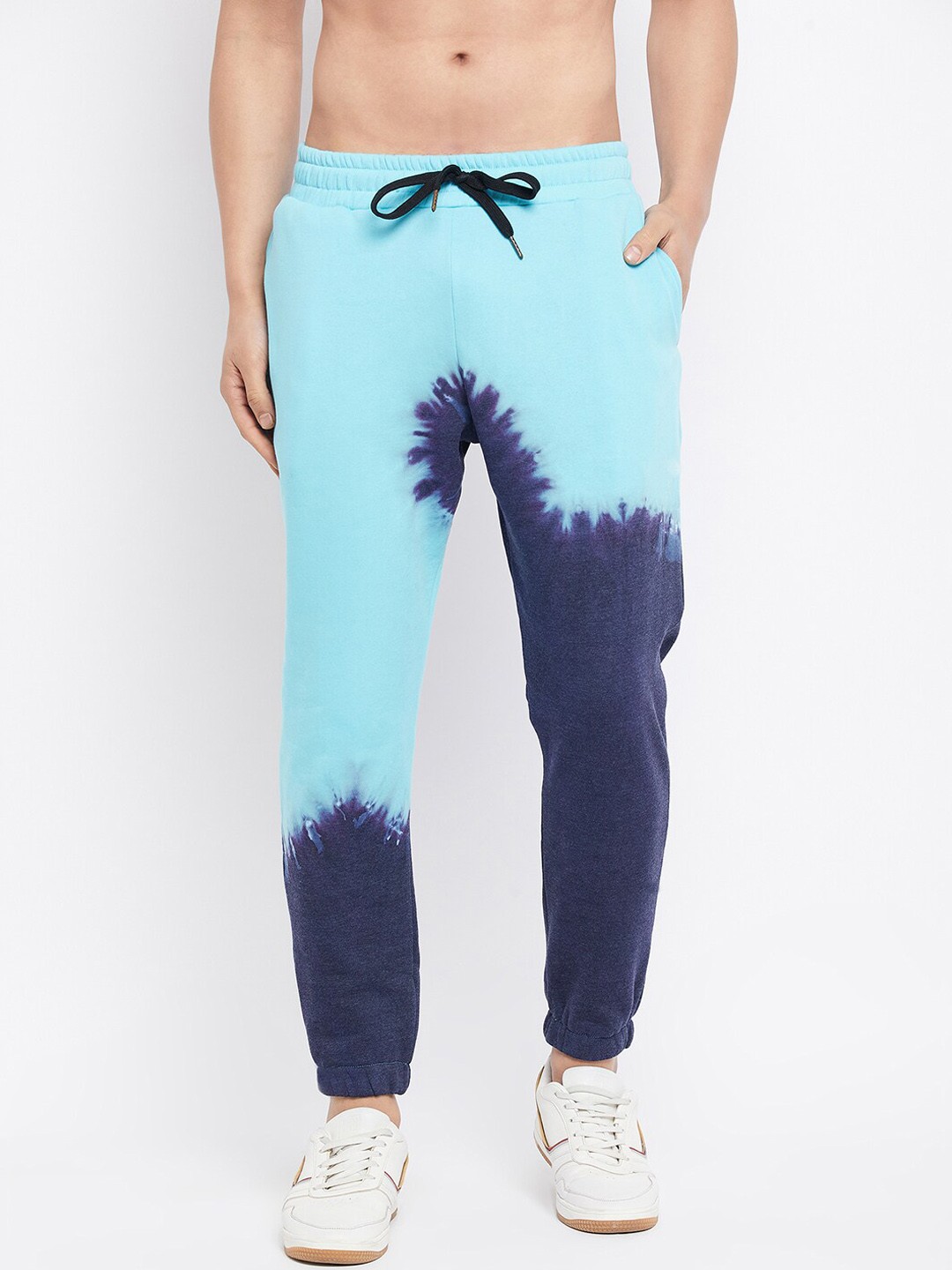 

FUGAZEE Men Blue Tie & Dye Printed Relaxed-Fit Joggers