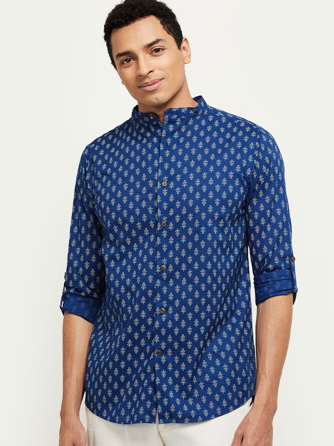 

max Men Blue Ethnic Motifs Printed Casual Shirt