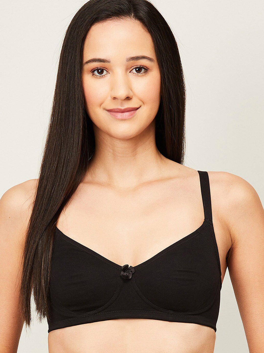 

Ginger by Lifestyle Black Solid Non Padded Non Wired Everyday Bra