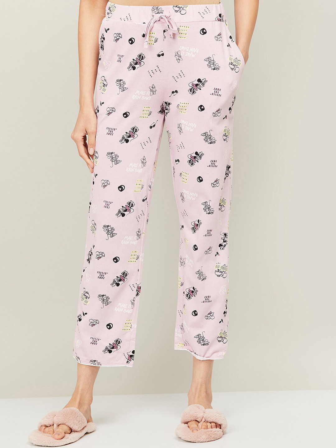 

Ginger by Lifestyle Women Pink & Black Printed Viscose Rayon Lounge Pants