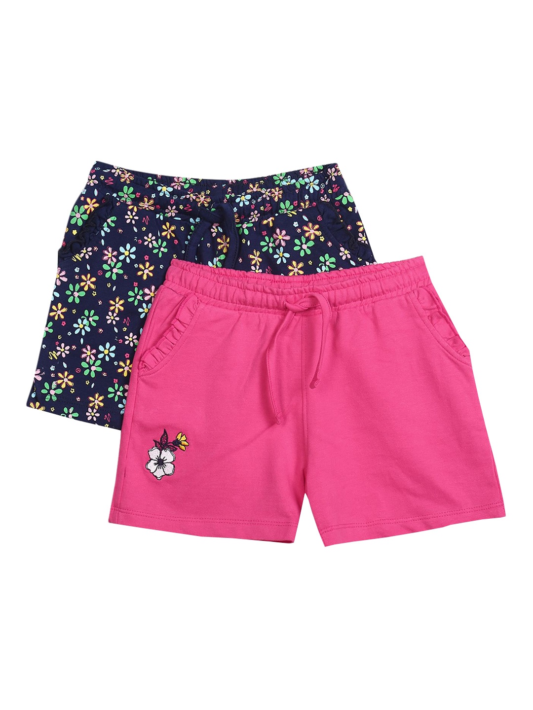 

Cherokee Girls Pack Of 2 Navy Blue & Pink Printed Shorts