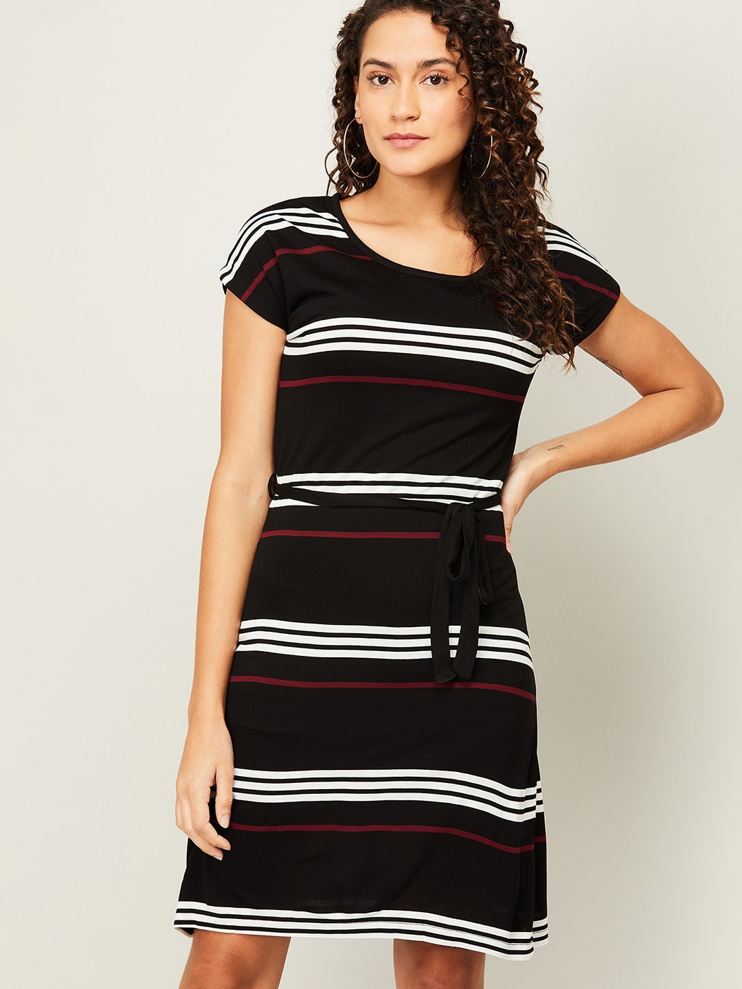 

Bossini Red Striped A-Line Dress