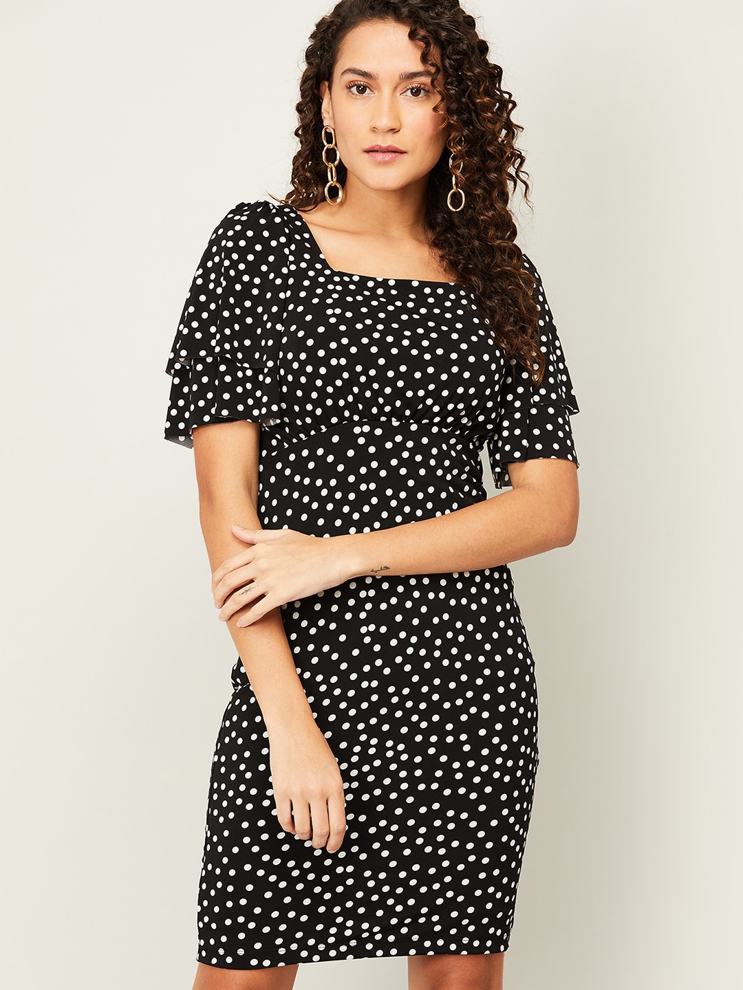 

CODE by Lifestyle Black & White Polka Dots Sheath Dress