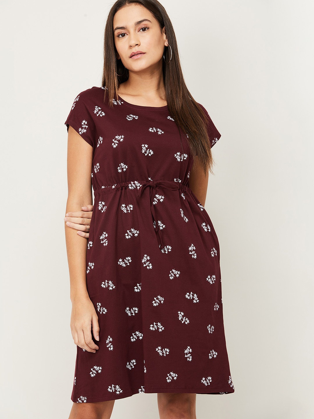 

Fame Forever by Lifestyle Maroon Floral A-Line Dress