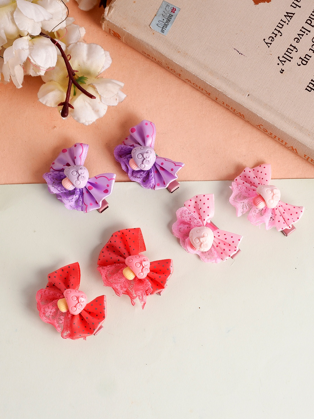 

Silvermerc Designs Girls Purple & Pink Set of 3 Embellished Alligator Hair Clip
