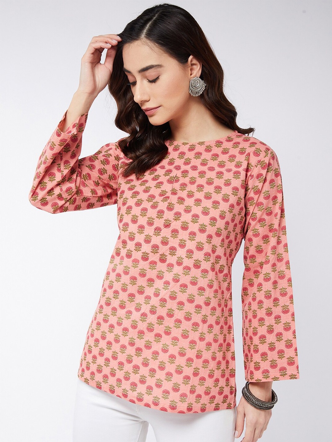 

InWeave Woman Peach-Coloured Print Top