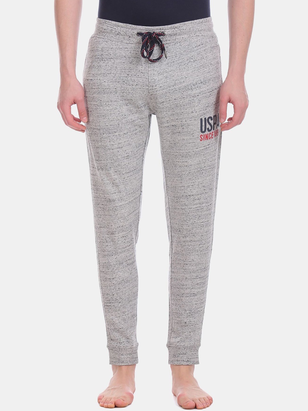 

U.S. Polo Assn. Men Grey Melange Solid Lounge Pants